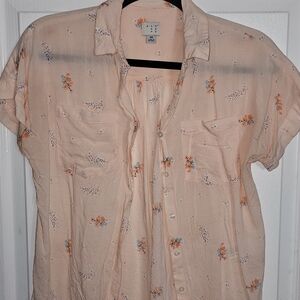 Floral Peach Short Sleeve Men's Shirt